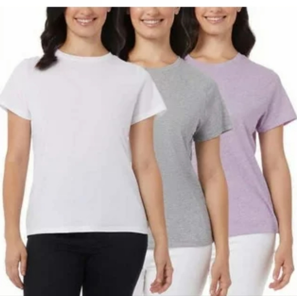 32 Degrees Cool Women's Short Sleeve Scoop Neck T-Shirt 3-Pack -L-  3 color Pack